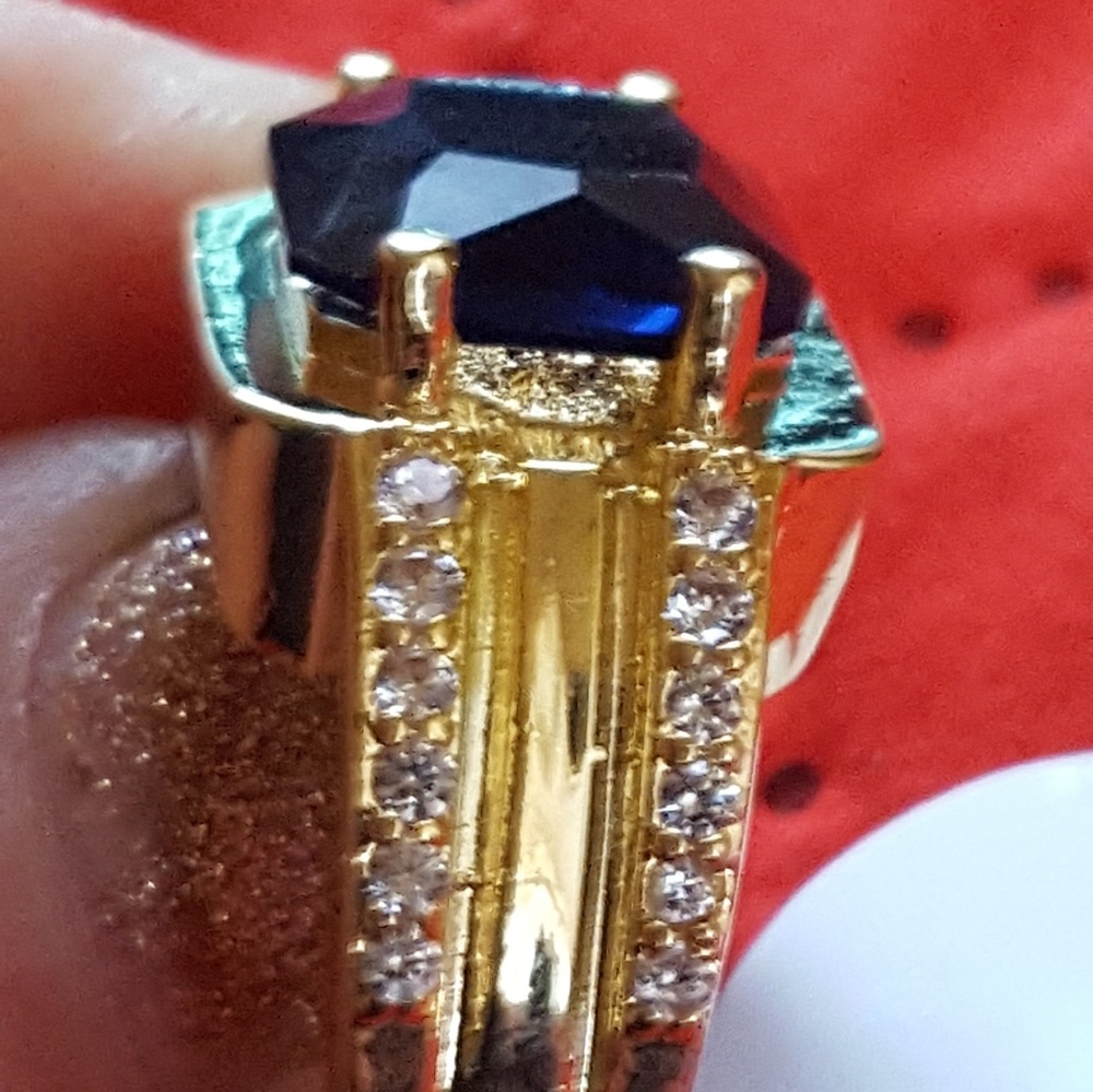 Blue gold and white ring for men or women